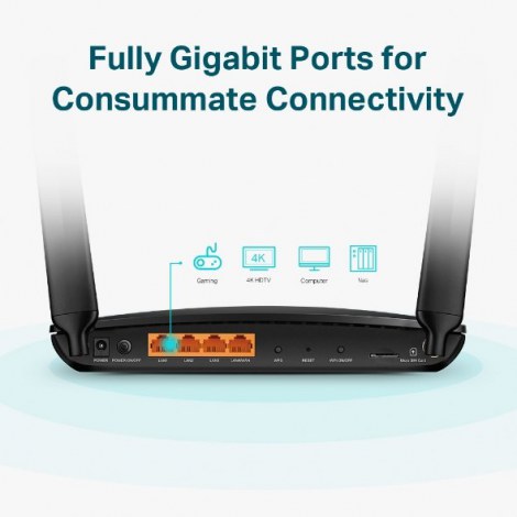 TP-LINK | 4G+ LTE Router | Archer MR600 | 802.11ac | 300+867 Mbit/s | 10/100/1000 Mbit/s | Ethernet LAN (RJ-45) ports 3 | Mesh S - 5